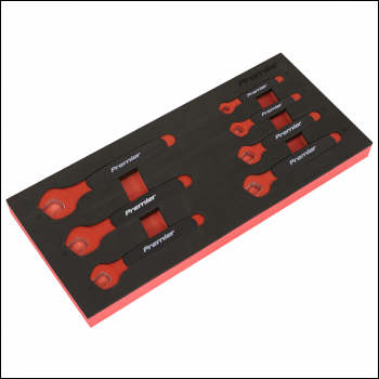 Sealey TBTE03 Premier Insulated Open-End Spanner Set with Tool Tray 7pc - VDE Approved