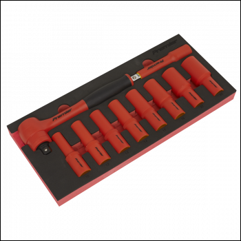 Sealey TBTE11 Premier Insulated Socket Set with Tool Tray 1/2 inch Sq Drive 10pc - VDE Approved