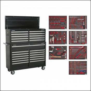 Sealey TBTPBCOMBO4 Superline PRO® Tool Chest Combination 23 Drawer with 446pc Tool Kit - Black