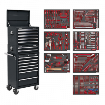 Sealey TBTPCOMBO2 Superline PRO® Tool Chest Combination 14 Drawer with 446pc Tool Kit - Black