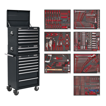 Sealey TBTPCOMBO2 Superline PRO® Tool Chest Combination 14 Drawer with 446pc Tool Kit - Black