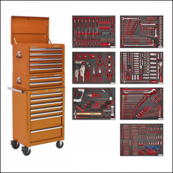 Sealey TBTPCOMBO4 Superline PRO® Tool Chest Combination 14 Drawer with 446pc Tool Kit - Orange