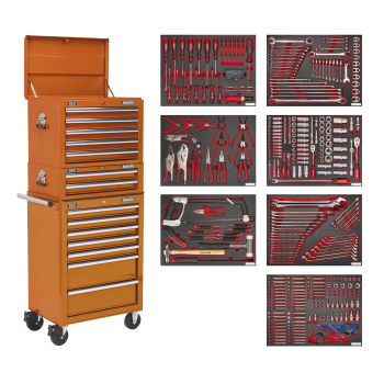 Sealey TBTPCOMBO4 Superline PRO® Tool Chest Combination 14 Drawer with 446pc Tool Kit - Orange