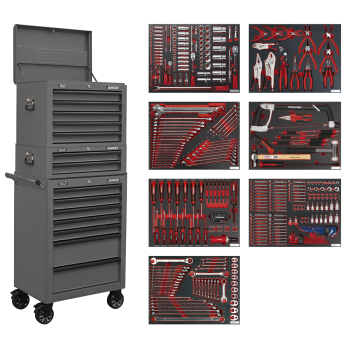 Sealey TBTPCOMBO6 Superline PRO® Tool Chest Combination 14 Drawer with 446pc Tool Kit - Grey