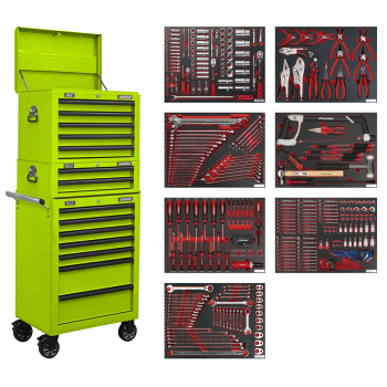Sealey TBTPCOMBO7 Superline PRO® Tool Chest Combination 14 Drawer with 446pc Tool Kit - Green
