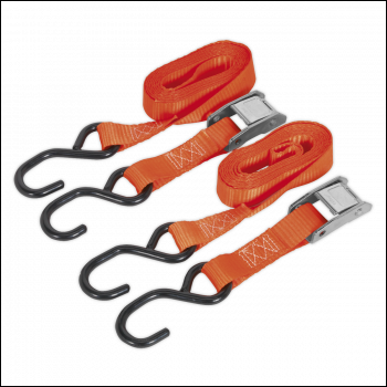 Sealey TD05025CS Cam Buckle Strap 25mm x 2.5m Polyester Webbing with S-Hooks 500kg Breaking Strength