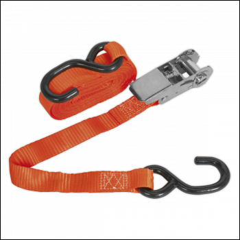Sealey TD0845S Ratchet Strap Polyester Webbing with S-Hook 25mm x 4.5m 800kg Breaking Strength