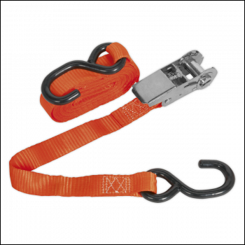 Sealey TD0845S Ratchet Strap 25mm x 4.5m Polyester Webbing with S-Hook 800kg Breaking Strength