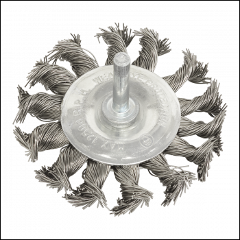 Sealey TKFBS75 75mm Twist Knot Flat Wire Wheel with 6mm Shaft