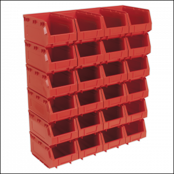 Sealey TPS324R Plastic Storage Bin 150 x 240 x 130mm, Red - Pack of 24