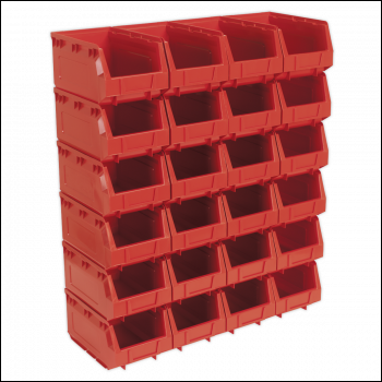 Sealey TPS324R Plastic Storage Bin 150 x 240 x 130mm - Red Pack of 24