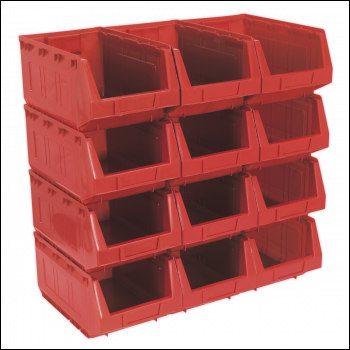 Sealey TPS412R Plastic Storage Bin 210 x 355 x 165mm, Red - Pack of 12
