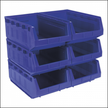 Sealey TPS56B Plastic Storage Bin 310 x 500 x 190mm, Blue - Pack of 6