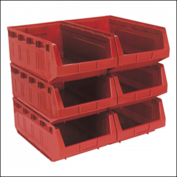 Sealey TPS56R Plastic Storage Bin 310 x 500 x 190mm, Red - Pack of 6