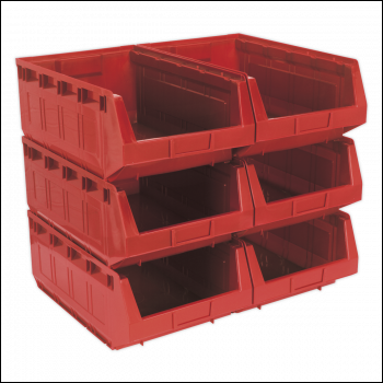 Sealey TPS56R Plastic Storage Bin 310 x 500 x 190mm - Red Pack of 6