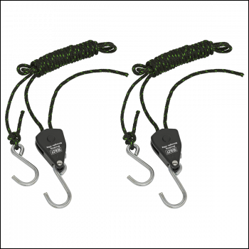 Sealey VS0118 Ratchet Parts Hanger/Tie Down with S-Shaped Hooks 2m - Pack of 2