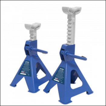 Sealey VS2002BL Ratchet Type Axle Stands (Pair) 2 Tonne Capacity per Stand - Blue