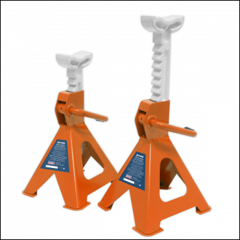 Sealey VS2002OR Ratchet Type Axle Stands (Pair) 2 Tonne Capacity per Stand - Orange
