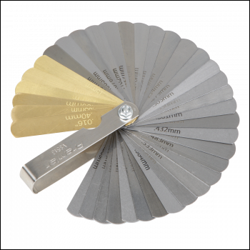 Sealey VS513 Premier Combination Steel/Brass Dual Marked Feeler Gauge 36 Blade