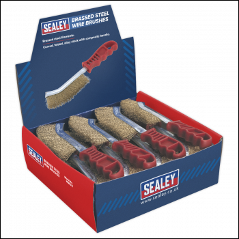 Sealey WB05DB24 Wire Brush Brassed Steel with Plastic Handle - Display Box of 24