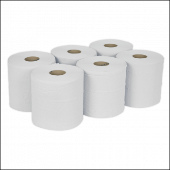 Sealey WHT150 2-Ply Embossed White Paper Roll 150m - Pack of 6
