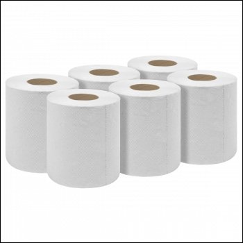 Sealey WHT60 2-Ply Embossed White Paper Roll 60m - Pack of 6