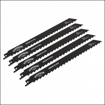 Sealey WRS3019/225 Reciprocating Saw Blade for Wood 225mm 3tpi - Pack of 5