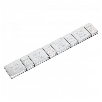 Sealey WWSA510 Steel Adhesive Wheel Weight 5/10g Strip of 8 - Pack of 100