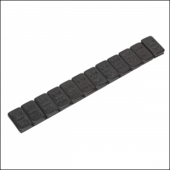 Sealey WWSA5B Black Steel Adhesive Wheel Weight 5g Strip of 12 - Pack of 50