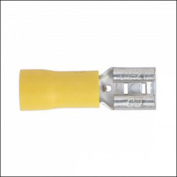 Sealey YT13 Push-On Female Terminal 6.3mm, Yellow - Pack of 100