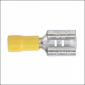 Sealey YT14 Push-On Female Terminal 9.5mm, Yellow - Pack of 100