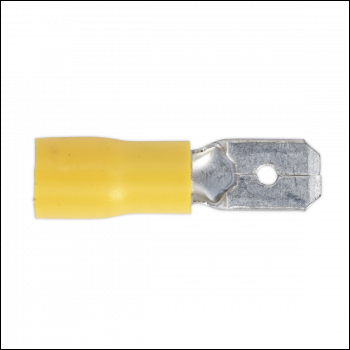 Sealey YT15 Push-On Male Terminal 6.3mm, Yellow - Pack of 100