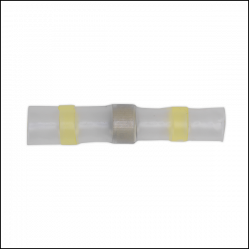 Sealey YTSSB25 Heat Shrink Butt Connector Solder Terminal 12-10 AWG, Yellow - Pack of 25