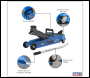 Sealey 1020LEB Low Profile Short Chassis Trolley Jack 2 Tonne - Blue