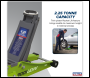 Sealey 2001LEHV Low Profile Rocket Lift Trolley Jack 2.25 Tonne - Green