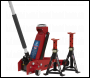 Sealey 3010CX Standard Chassis Trolley Jack 3 Tonne with Axle Stands (Pair) 3 Tonne Capacity per Stand