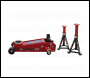 Sealey 3010CX Standard Chassis Trolley Jack 3 Tonne with Axle Stands (Pair) 3 Tonne Capacity per Stand