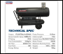 Sealey ABI1700 Space Warmer® Indirect Kerosene/Diesel Heater with Wheels 170,000Btu/hr
