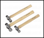 Sealey AK203 Ball Pein Hammer Set 3pc Hickory Shafts