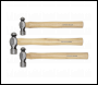 Sealey AK203 Ball Pein Hammer Set 3pc Hickory Shafts