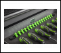 Sealey AK27053HV Premier Socket Retaining Rail with 16 Clips 3/8 inch Sq Drive - Hi-Vis Green