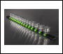 Sealey AK27053HV Premier Socket Retaining Rail with 16 Clips 3/8 inch Sq Drive - Hi-Vis Green