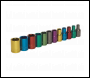 Sealey AK282 Multi-Coloured Socket Set 12pc 1/4 inch Sq Drive 6pt WallDrive® Metric