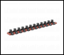 Sealey AK3812 Premier Socket Retaining Rail with 12 Clips 3/8 inch Sq Drive