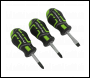 Sealey AK4328HV Premier GripMAX® Stubby Screwdriver Set 3pc - Hi-Vis Green