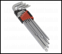 Sealey AK7181 Ball-End Hex Key Set 9pc Extra-Long Lock-On™ Imperial