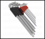 Sealey AK7181 Ball-End Hex Key Set 9pc Extra-Long Lock-On™ Imperial