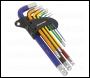 Sealey AK7190 Ball-End Hex Key Set 9pc Colour-Coded Long Metric