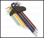 Sealey AK7191 Ball-End Hex Key Set 9pc Colour-Coded Extra-Long Metric