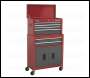 Sealey AP2200BBSTACK Topchest, Mid-Box Tool Chest & Rollcab 9 Drawer Stack - Red